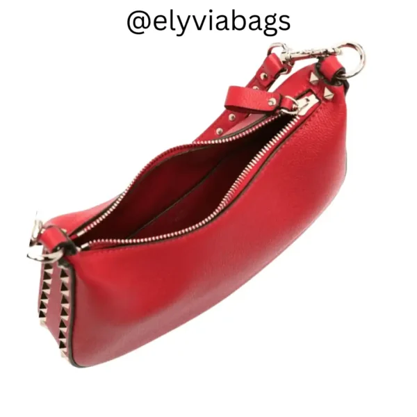 VG rockstud small shoulder bag red open view