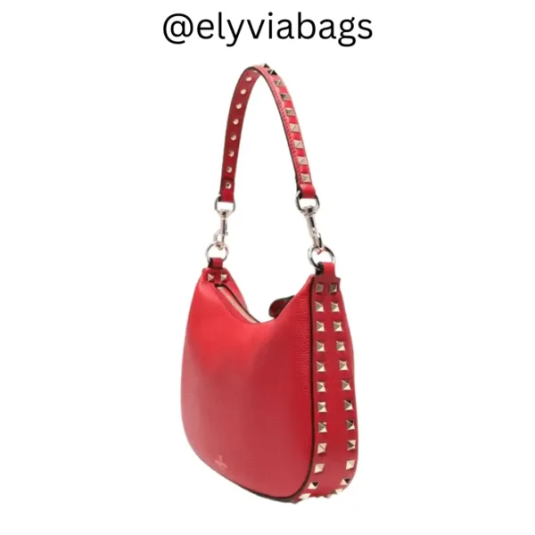 VG rockstud small shoulder bag red side view