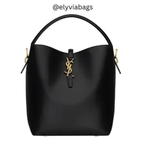 YSL-Inspired Le 37 Shiny Leather Bucket Black Bag