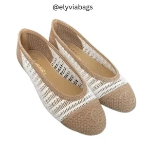 chanel ballet flats Raffia Beige white (2)