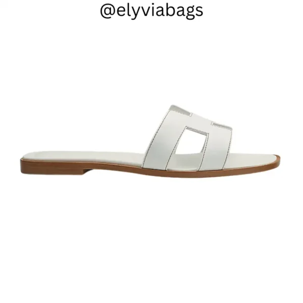hermes oran sandal white side view