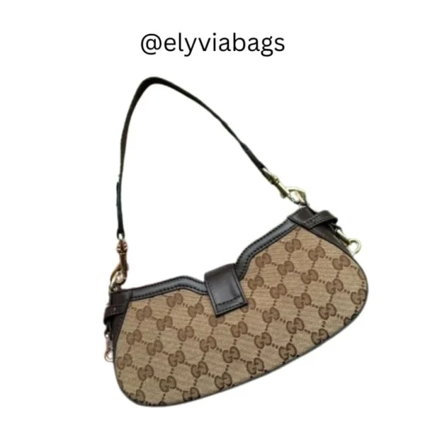 moon side mini shoulder bag - beige and ebony canvas back-side