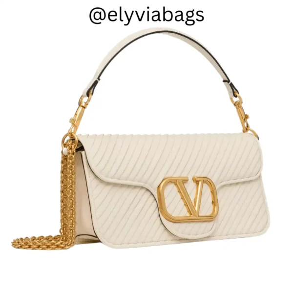 vg Loco shoulder bag in Pleated nappa cream tilt view