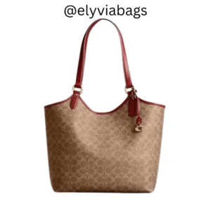 Coach signature canvas leather tote