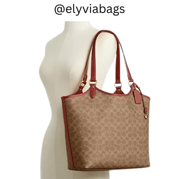 Coach signature canvas leather tote caryy style