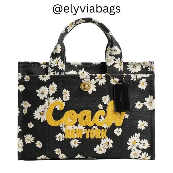 Couch womens tote bag black multi with golden logo
