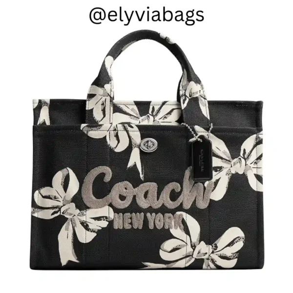 Couch womens tote bag black multi with silver logo