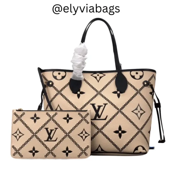 LV Neverfull MM Giant Monogram Beige
