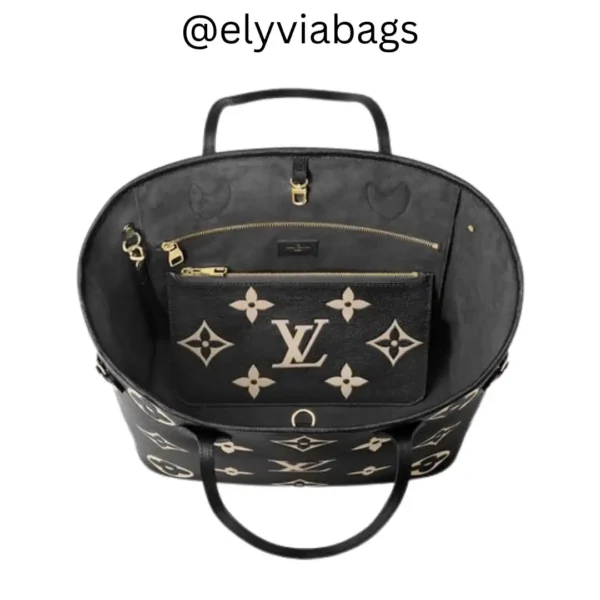 LV Neverfull MM Giant Monogram Black open view