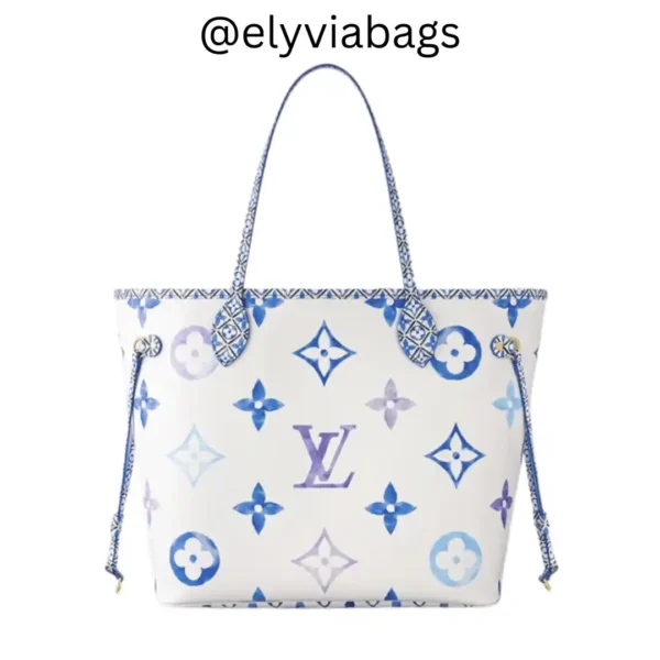 LV Neverfull mm bag by the pool Blue