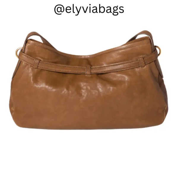 Miu-Miu Aventure Shoulder Bag golden brown medium back view