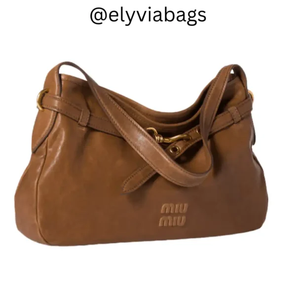 Miu-Miu Aventure Shoulder Bag golden brown medium side view