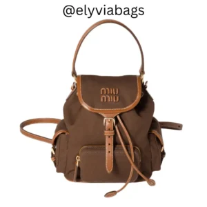Miu-Miu Hemp and Leather Backpack brown