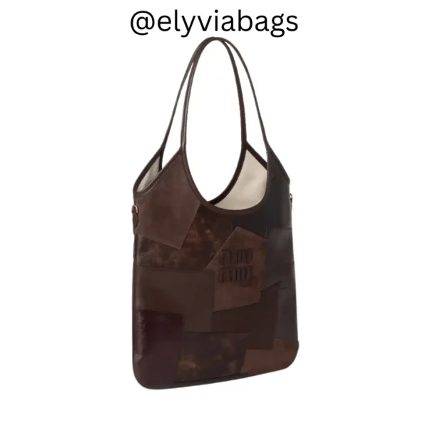 Miu-Miu Ivy Patch Leather Tote Bag Radica side voew