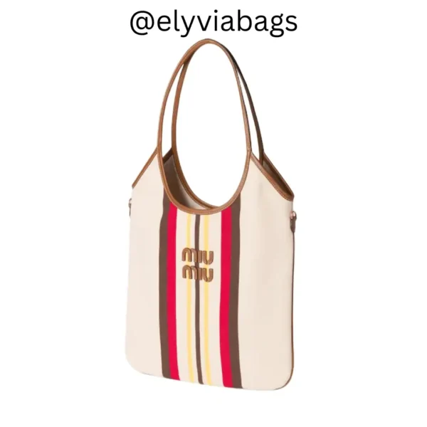 miu miu borsa ivy canvas tote bag side view