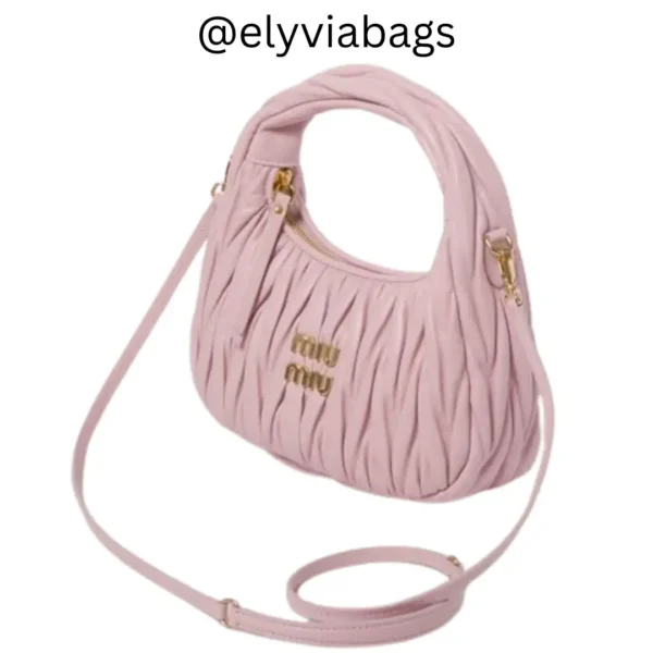 miu miu bosra hobo wander in nappa pink side view