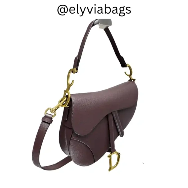 Dior Saddle Bag plum side view