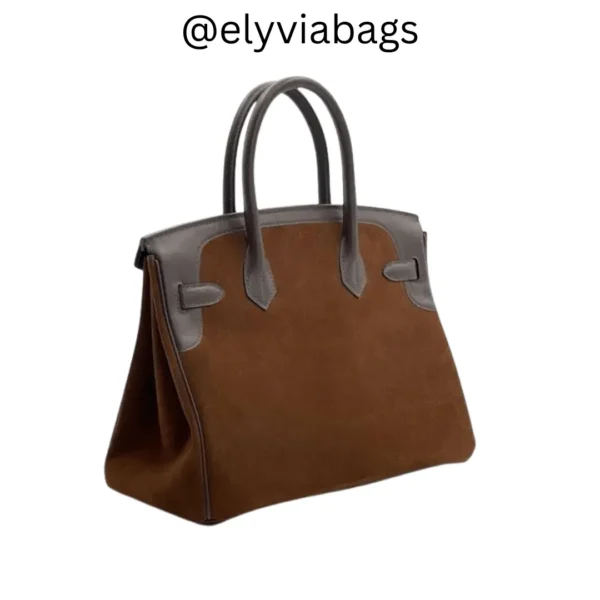 Hermes Suede Birkin Bag Brown back view