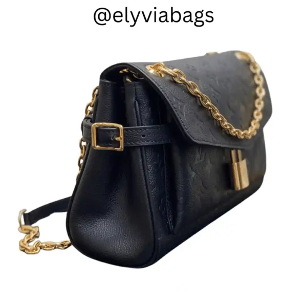 LV Anytime Flap Bag Black side view