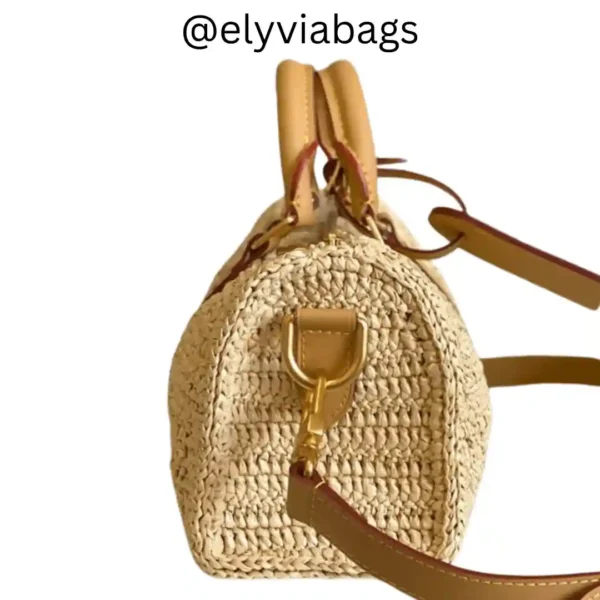 LV Keepall Bandoulière Raffia side view