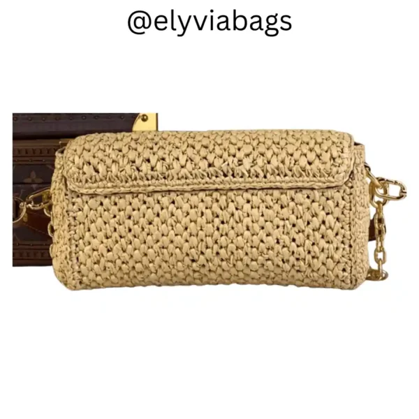 LV Twist West bag in Raffia back view