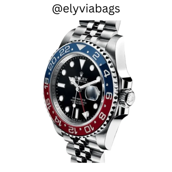 Rolex GMT Mater II Pepsi Black Dial Watch side view