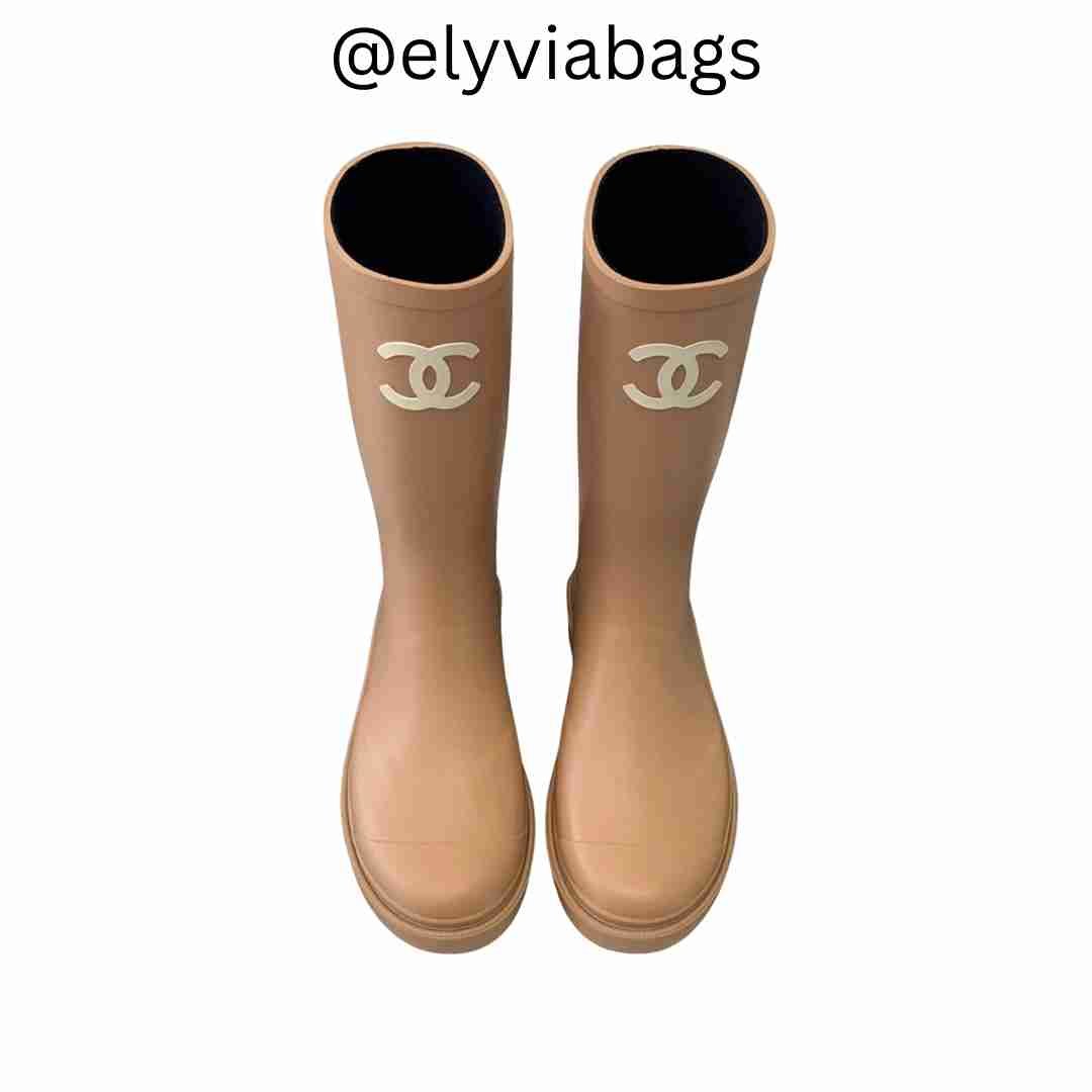 Caoutchouk High Boots cream front view